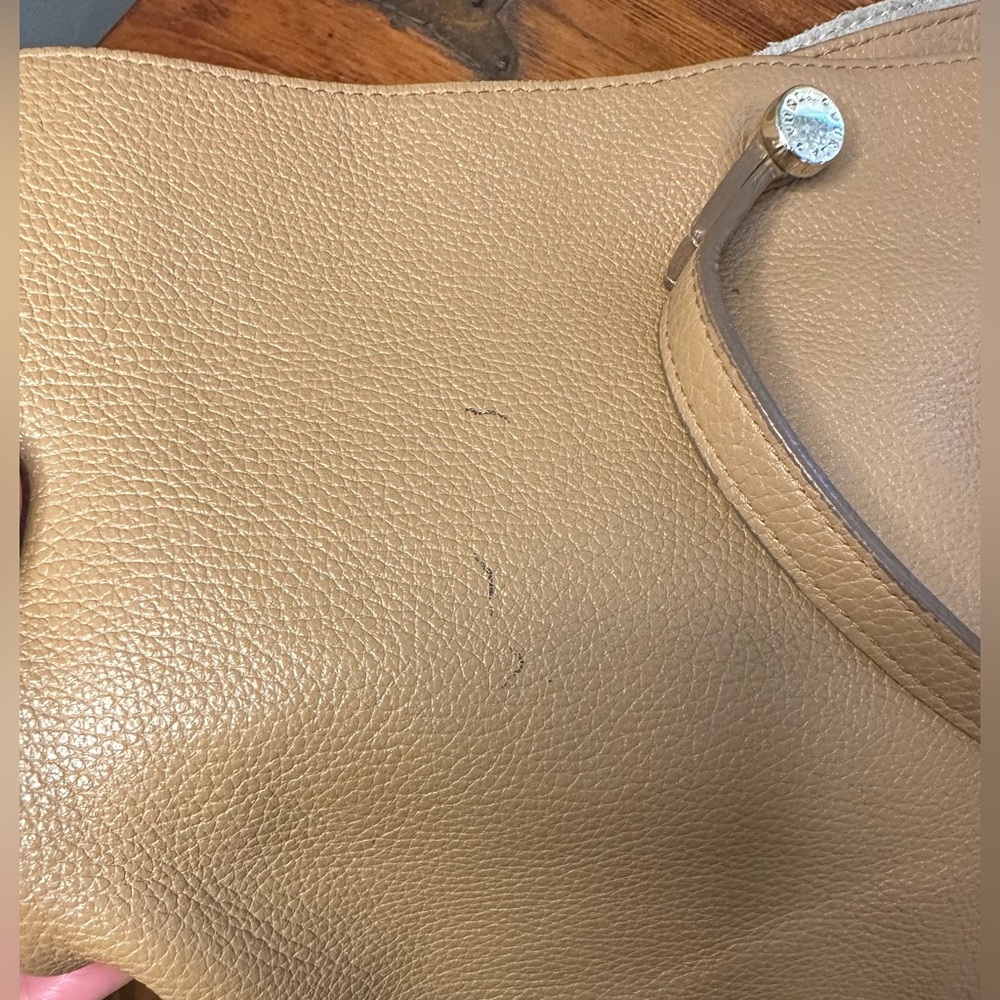 Furla Eden Medium Caramel Brown Pebbled Leather Tote Bag - Picture 14 of 14